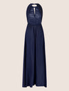 APART Langes Chiffon Kleid mit eleganten Plisseefalten | navy
