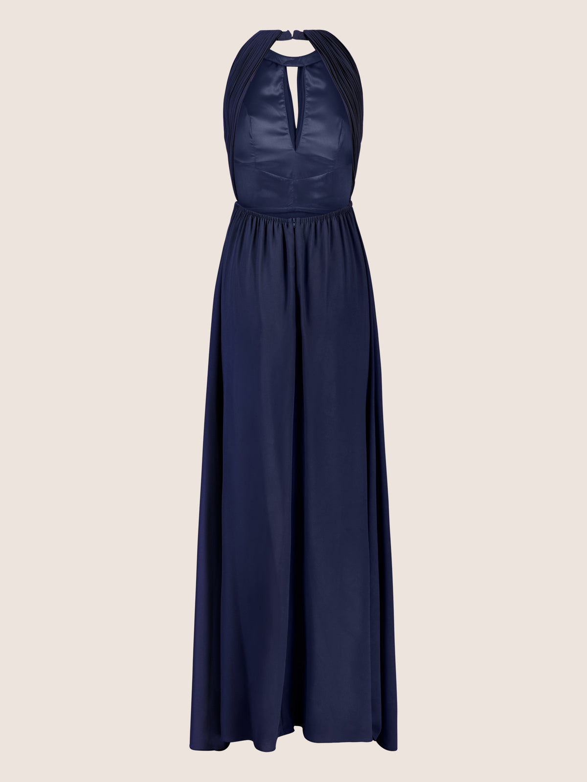 APART Langes Chiffon Kleid mit eleganten Plisseefalten | navy