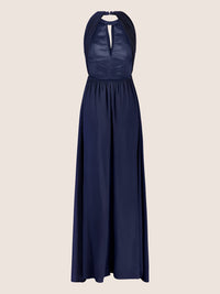 APART Langes Chiffon Kleid mit eleganten Plisseefalten | navy