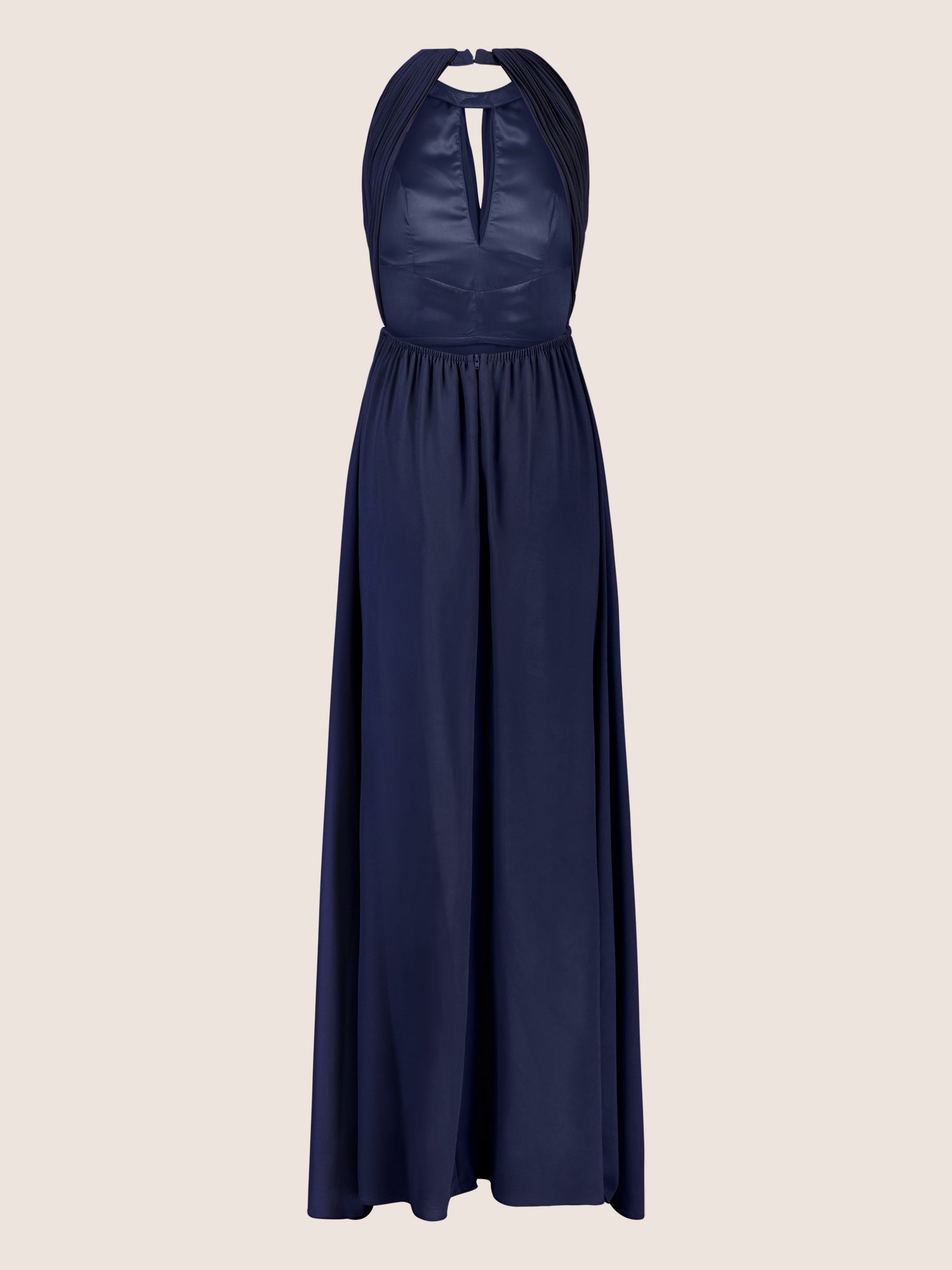 APART Langes Chiffon Kleid mit eleganten Plisseefalten | navy