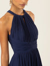 APART Langes Chiffon Kleid mit eleganten Plisseefalten | navy