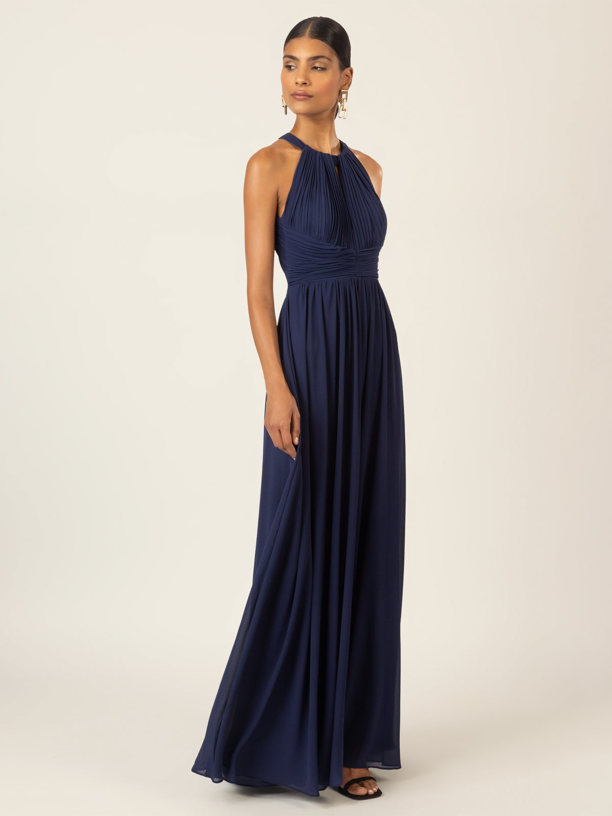 APART Langes Chiffon Kleid mit eleganten Plisseefalten | navy