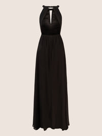 APART Langes Chiffon Kleid mit eleganten Plisseefalten | schwarz