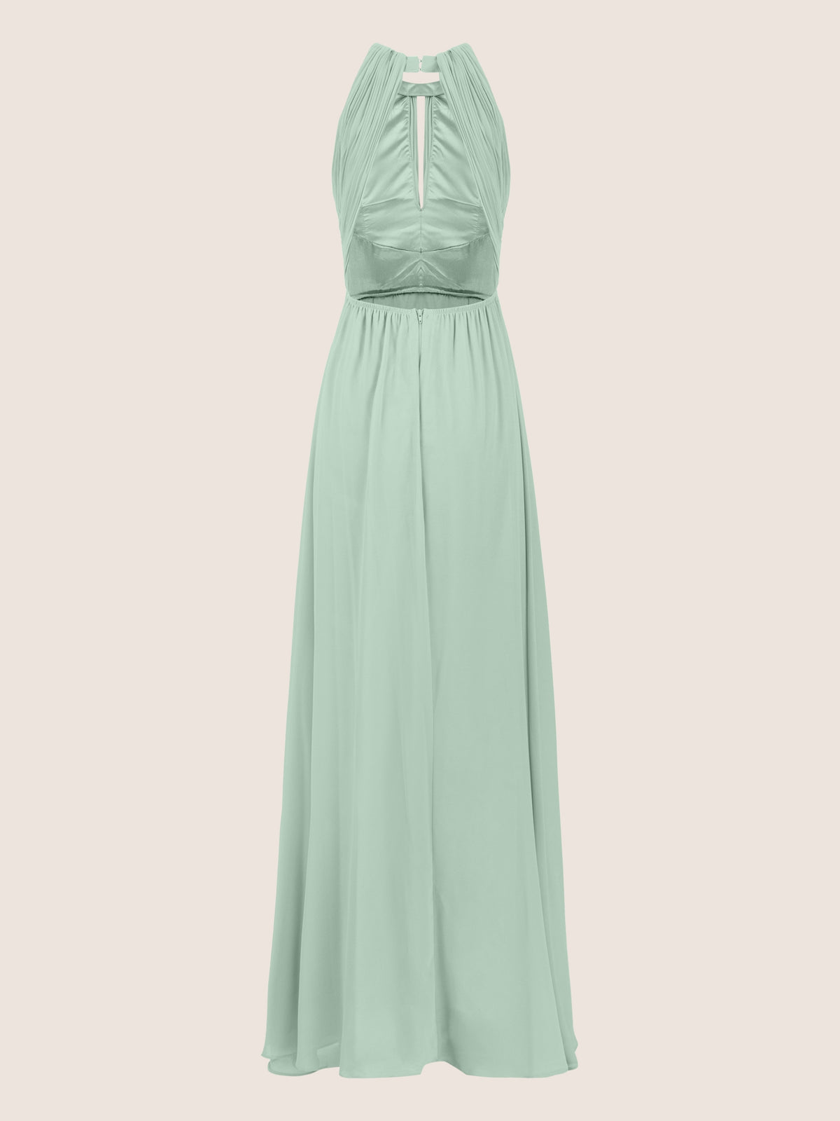 APART Langes Chiffon Kleid mit eleganten Plisseefalten | hellgrün