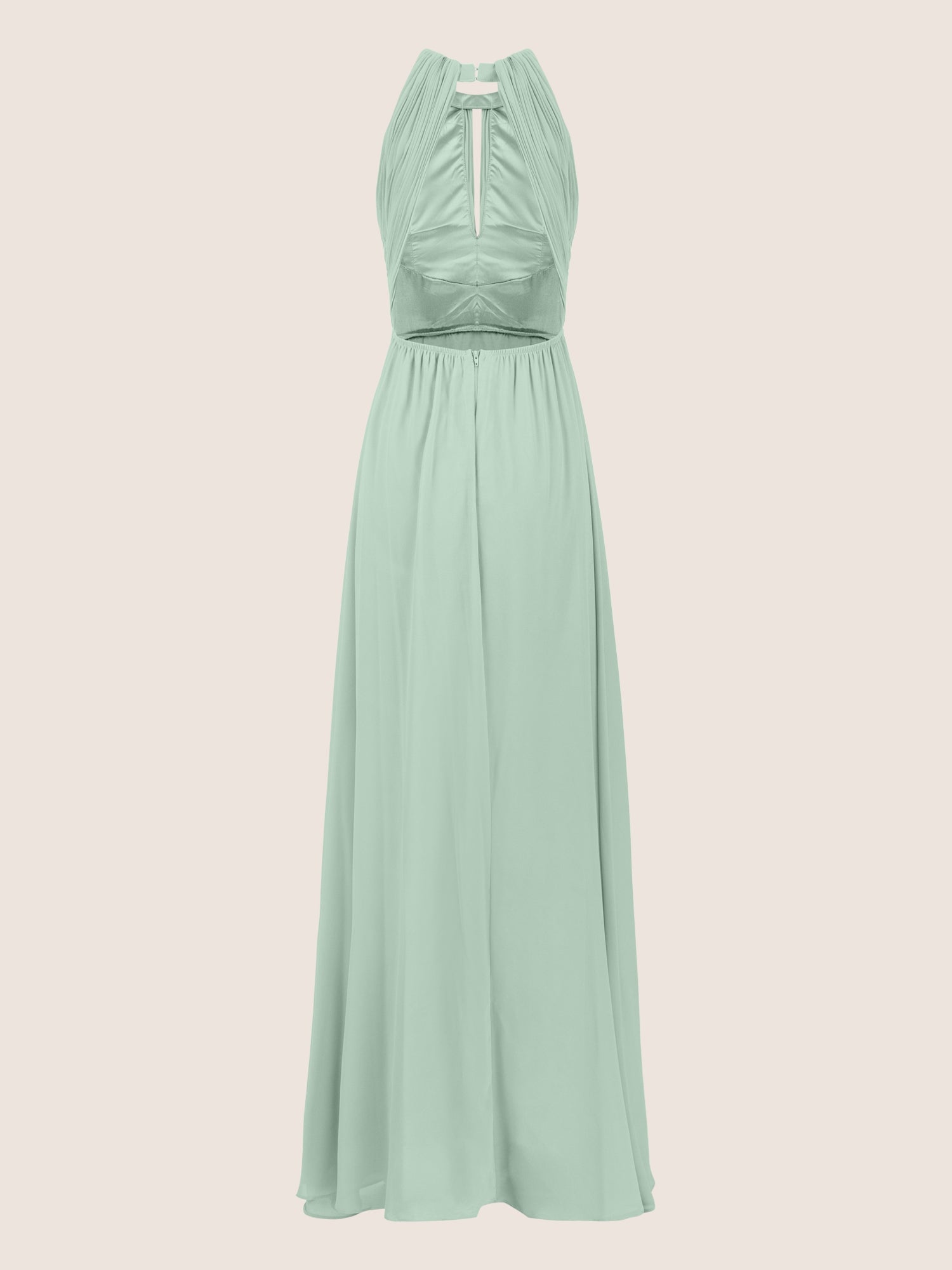 APART Langes Chiffon Kleid mit eleganten Plisseefalten | hellgrün