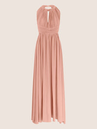 APART Langes Chiffon Kleid mit eleganten Plisseefalten | altrosa