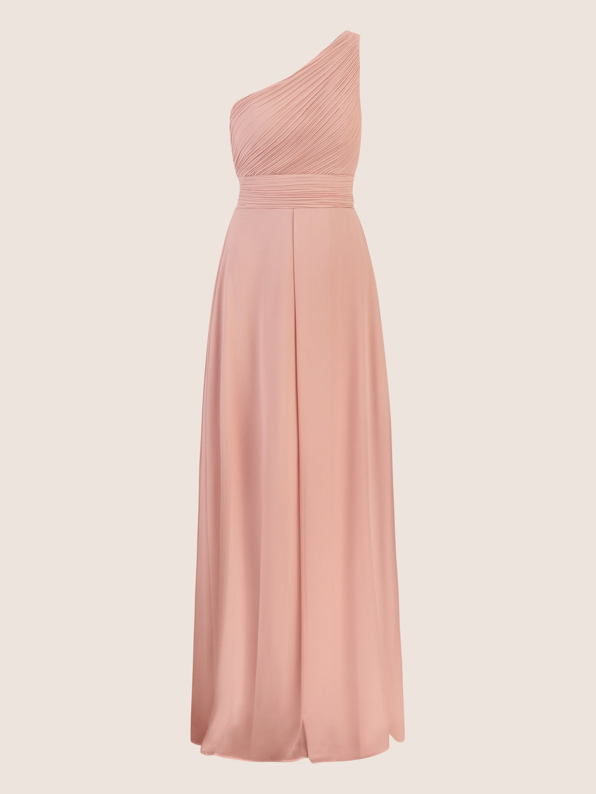 APART Langes Chiffon Kleid mit Ein-Schulter-Träger | altrosa