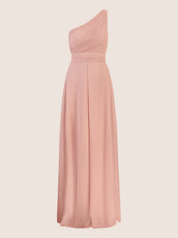 APART Langes Chiffon Kleid mit Ein-Schulter-Träger | altrosa