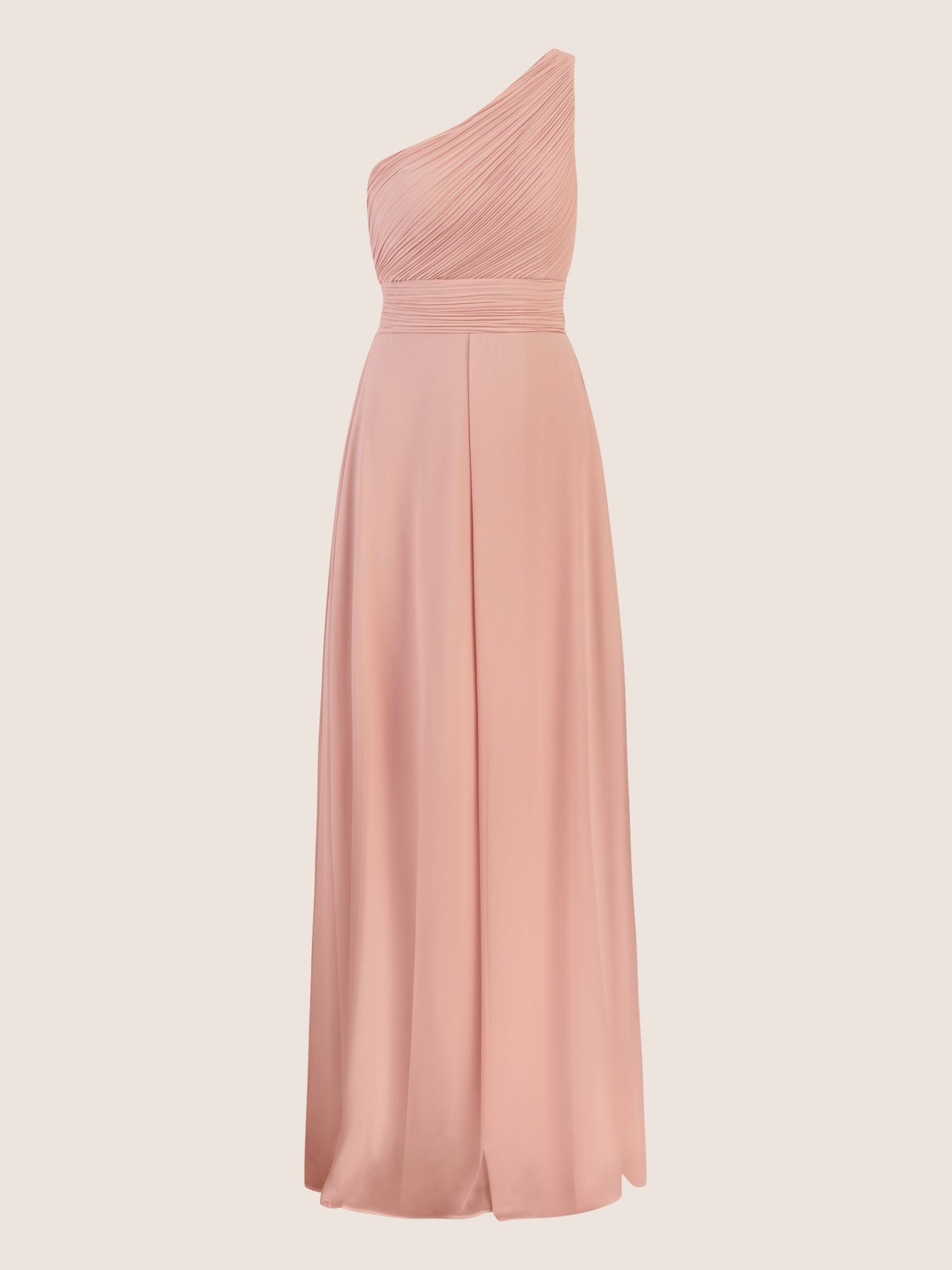APART Langes Chiffon Kleid mit Ein-Schulter-Träger | altrosa