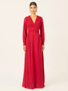 APART Langes Chiffon Kleid mit Plisseefalten | rot