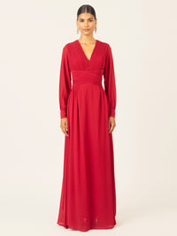 APART Langes Chiffon Kleid mit Plisseefalten | rot