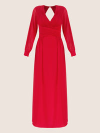 APART Langes Chiffon Kleid mit Plisseefalten | rot