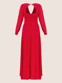 APART Langes Chiffon Kleid mit Plisseefalten | rot
