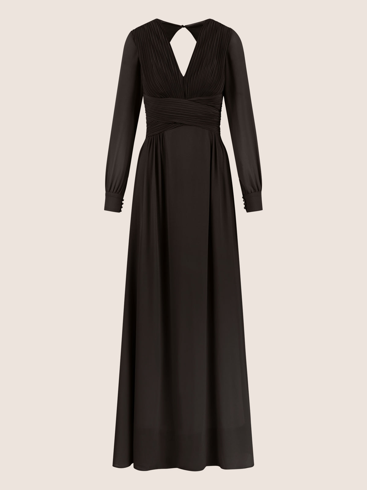 APART Langes Chiffon Kleid mit Plisseefalten | schwarz