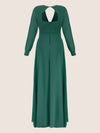 APART Langes Chiffon Kleid mit Plisseefalten | dunkelgrün