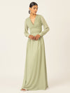 APART Langes Chiffon Kleid mit Plisseefalten | olive