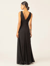 APART Langes Chiffon Kleid mit V-Ausschnitt vorne und Hinten | schwarz