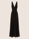 APART Langes Chiffon Kleid mit V-Ausschnitt vorne und Hinten | schwarz