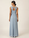 APART Langes Chiffon Kleid mit tiefer V-Ausschnitt | hellblau