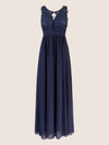 APART Langes Chiffon Kleid mit tiefer V-Ausschnitt | navy