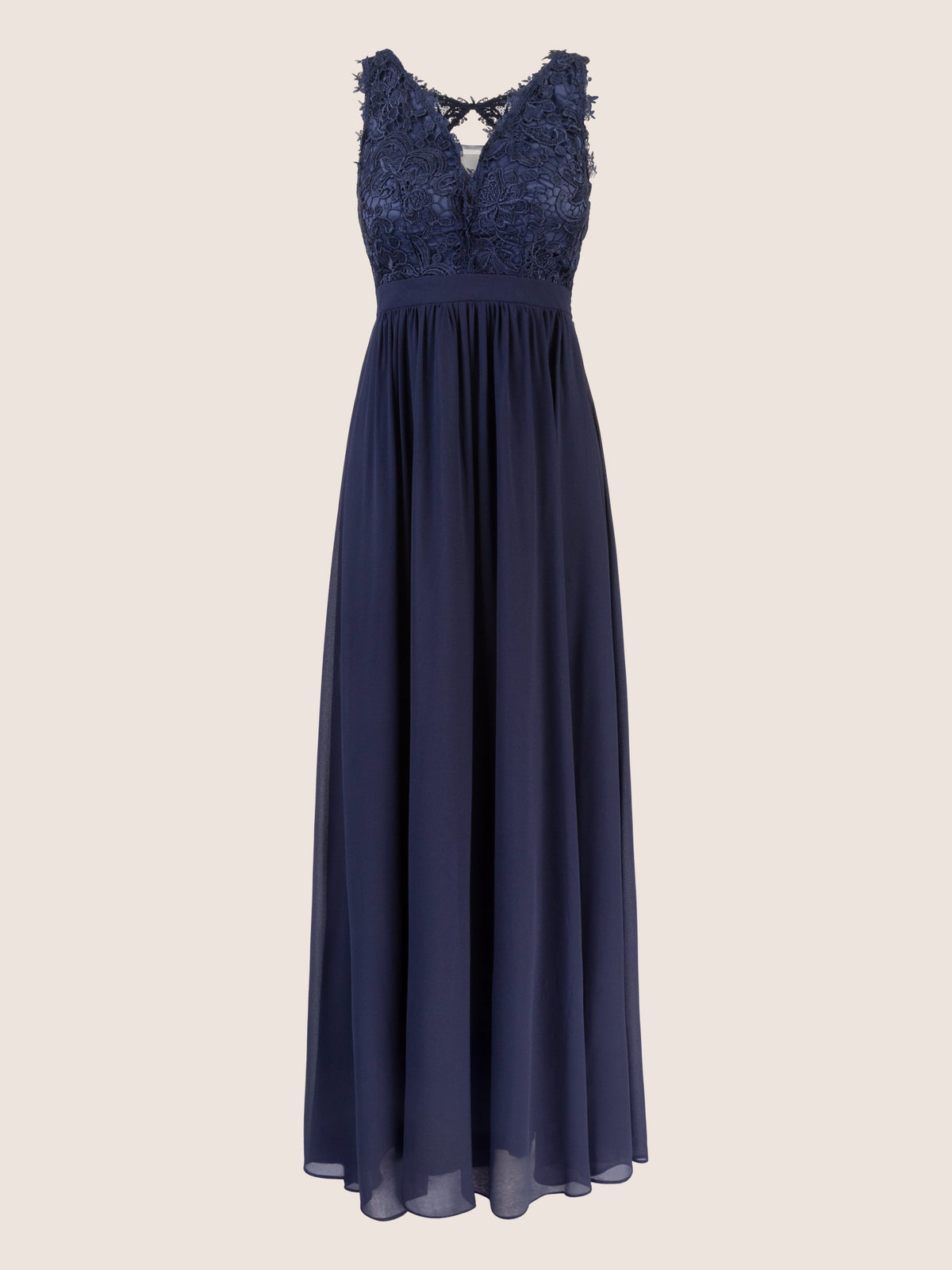 APART Langes Chiffon Kleid mit tiefer V-Ausschnitt | navy