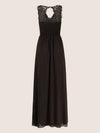 APART Langes Chiffon Kleid mit tiefer V-Ausschnitt | schwarz