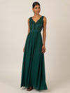 APART Langes Chiffon Kleid mit tiefer V-Ausschnitt | dunkelgrün