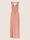 APART Langes Chiffon Kleid mit tiefer V-Ausschnitt | altrosa