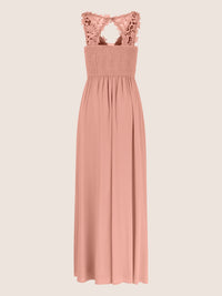 APART Langes Chiffon Kleid mit tiefer V-Ausschnitt | altrosa