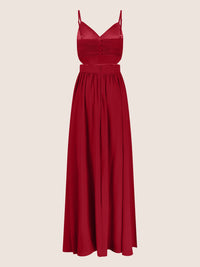 APART Langes Chiffon Kleid mit verstellbaren Spaghettiträgern | rot