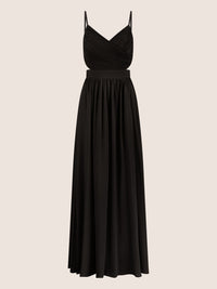 APART Langes Chiffon Kleid mit verstellbaren Spaghettiträgern | schwarz
