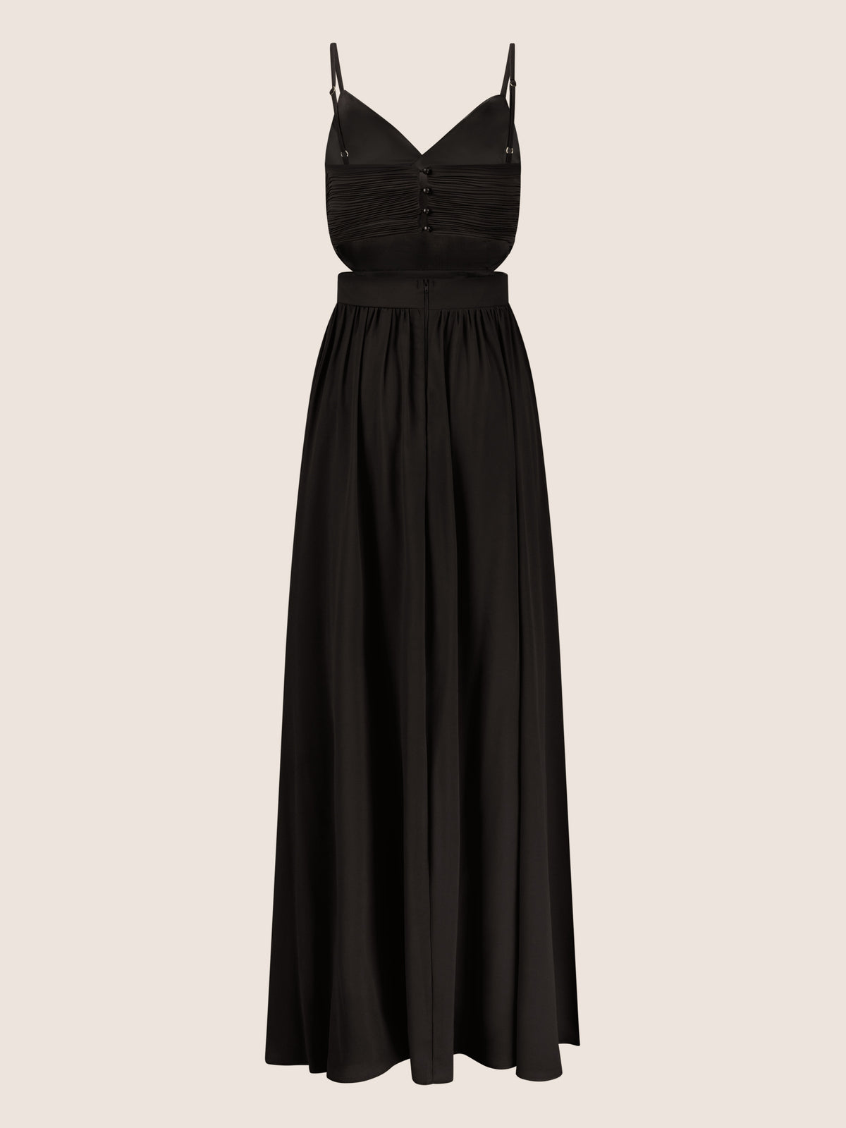 APART Langes Chiffon Kleid mit verstellbaren Spaghettiträgern | schwarz
