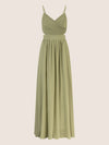 APART Langes Chiffon Kleid mit verstellbaren Spaghettiträgern | olive