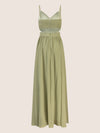 APART Langes Chiffon Kleid mit verstellbaren Spaghettiträgern | olive