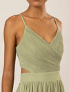 APART Langes Chiffon Kleid mit verstellbaren Spaghettiträgern | olive