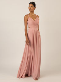 APART Langes Chiffon Kleid mit verstellbaren Spaghettiträgern | altrosa