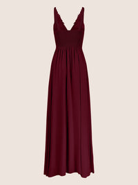 APART Langes Chiffon Kleid mit Spitzenapplikationen | bordeaux
