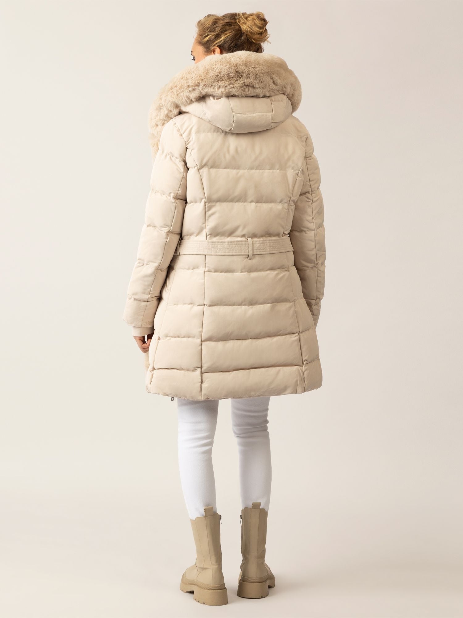 Fur Besche Winterjacke Winter Jacke Winterjacke Damen Beige Fell