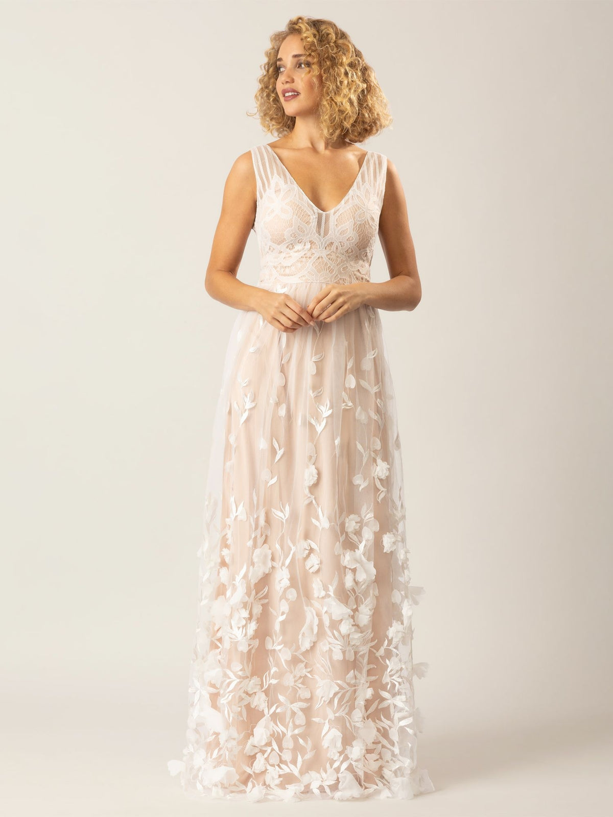 APART Langes Kleid mit Reißverschluss für einen eleganten, fließenden Look | weiß