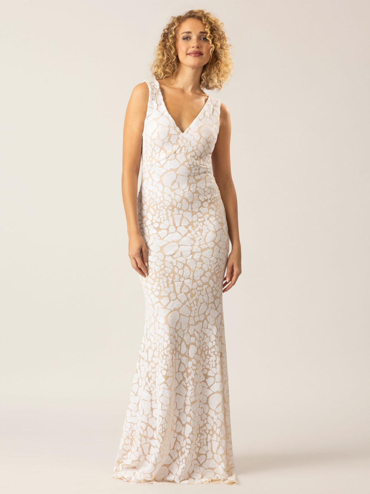 APART Langes Kleid mit Reißverschluss für eine elegante Silhouette im Alltag | weiß