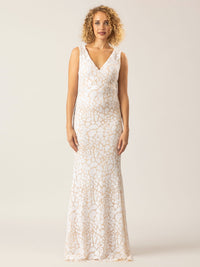 APART Langes Kleid mit Reißverschluss für eine elegante Silhouette im Alltag | weiß