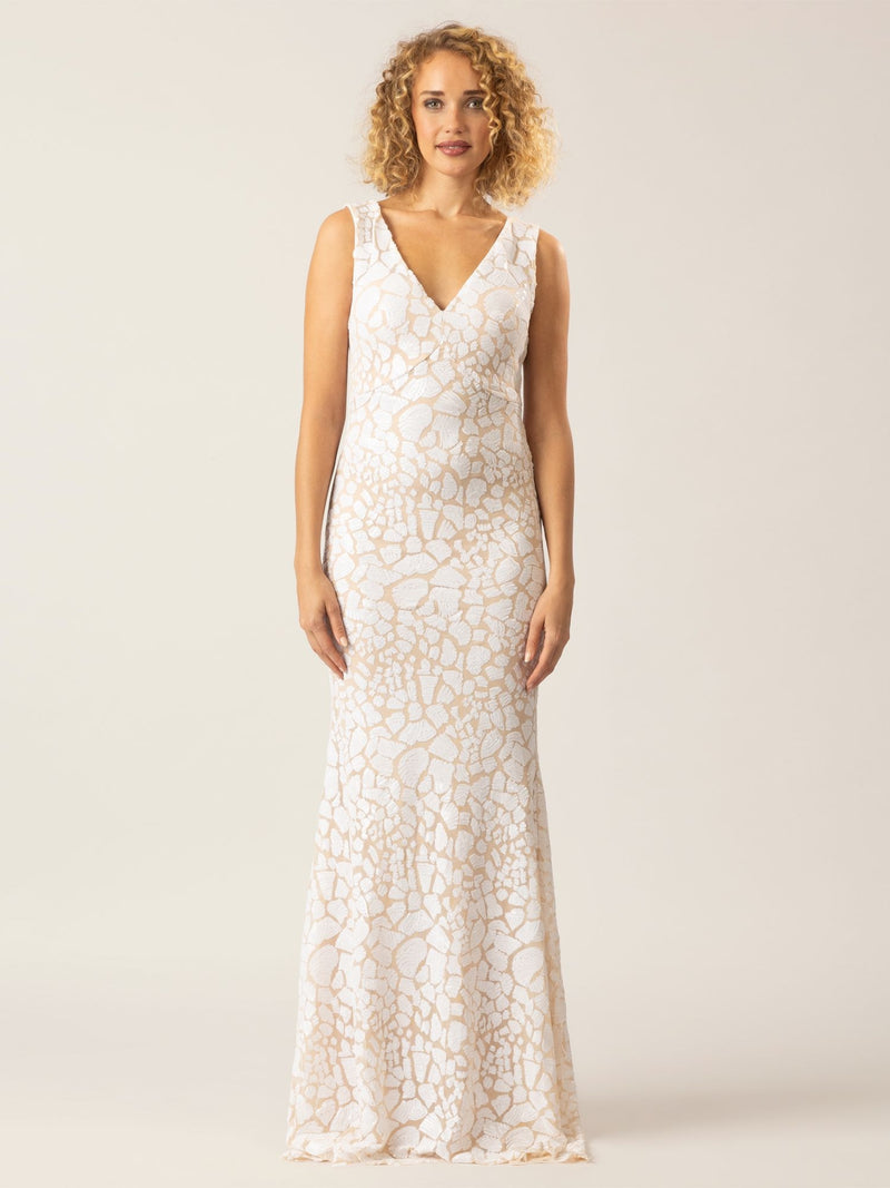 APART Langes Kleid mit Reißverschluss für eine elegante Silhouette im Alltag | weiß