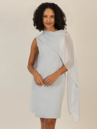 APART Kleid mit Chiffonstola aus einer leicht strukturierten Ware und angearbeitetem Cape | hellblau