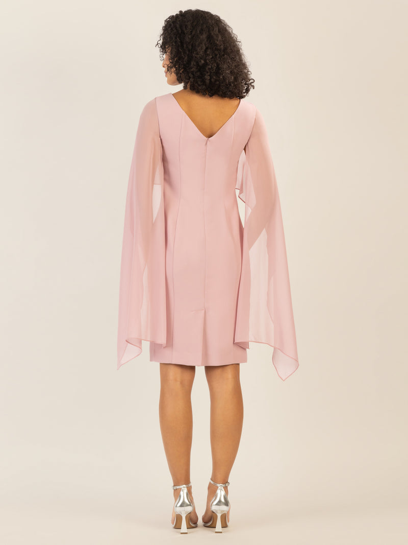 APART Kleid mit Chiffonstola aus einer leicht strukturierten Ware und angearbeitetem Cape | mauve