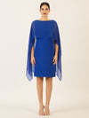 APART Kleid mit Chiffonstola aus einer leicht strukturierten Ware und angearbeitetem Cape | royalblau