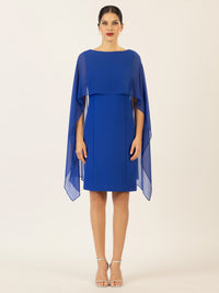 APART Kleid mit Chiffonstola aus einer leicht strukturierten Ware und angearbeitetem Cape | royalblau