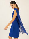 APART Kleid mit Chiffonstola aus einer leicht strukturierten Ware und angearbeitetem Cape | royalblau