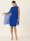 APART Kleid mit Chiffonstola aus einer leicht strukturierten Ware und angearbeitetem Cape | royalblau