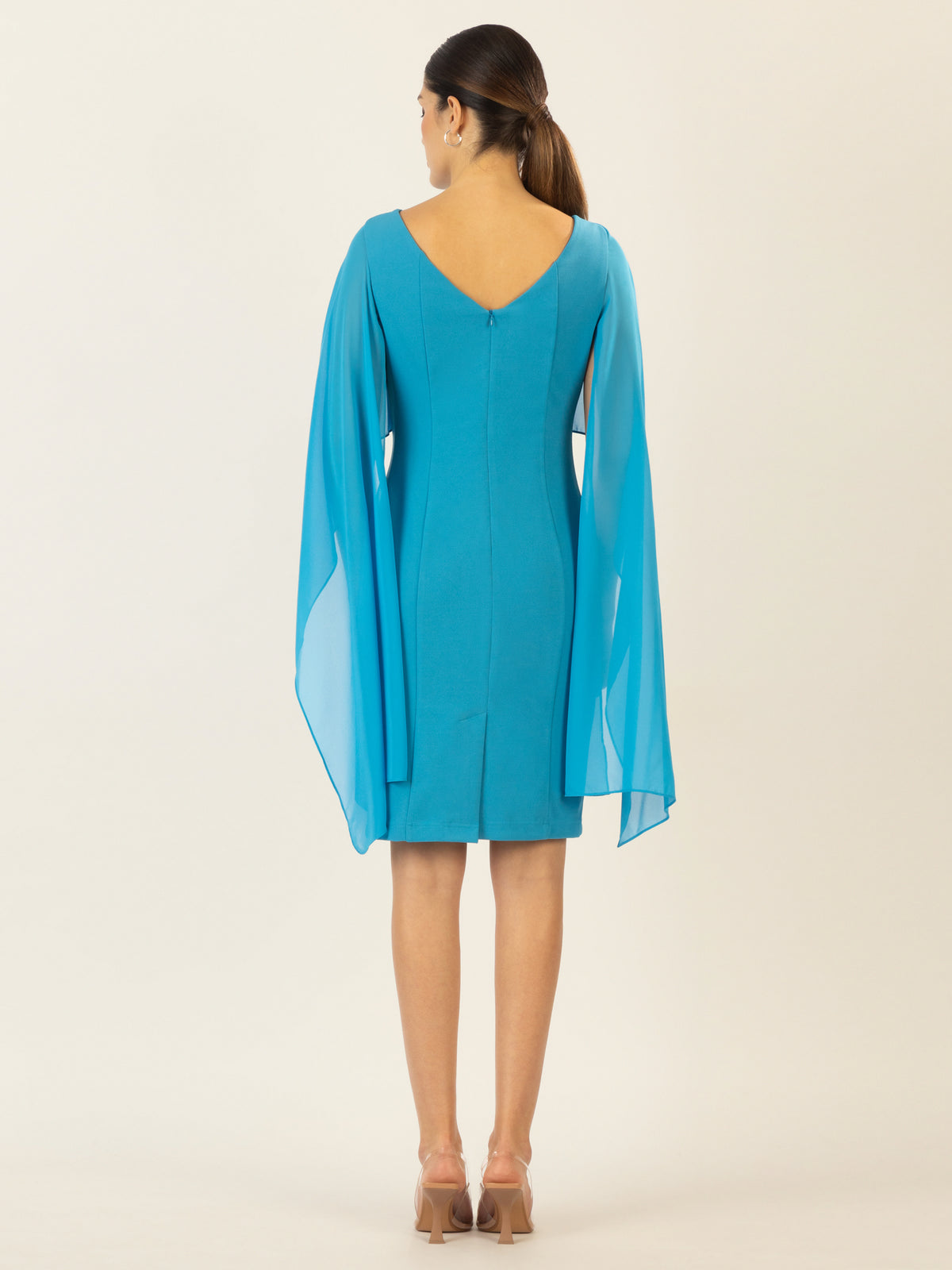 APART Kleid mit Chiffonstola aus einer leicht strukturierten Ware und angearbeitetem Cape | türkis