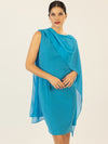 APART Kleid mit Chiffonstola aus einer leicht strukturierten Ware und angearbeitetem Cape | türkis